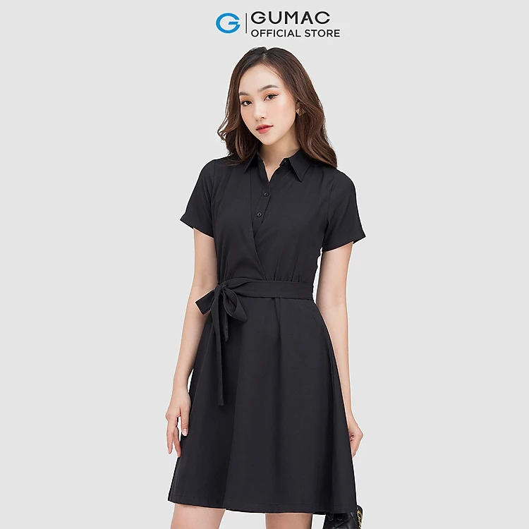 Đầm dáng xòe GUMAC DC05012 sơ mi đắp chéo